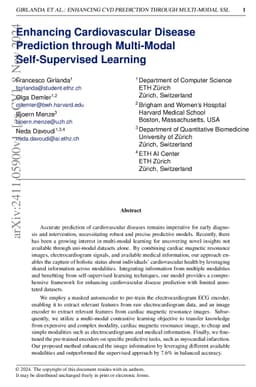 Enhancing Cardiovascular Disease Prediction through Multi-Modal
  Self-Supervised Learning