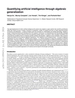 Quantifying artificial intelligence through algebraic generalization