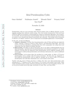 Ideal Pseudorandom Codes