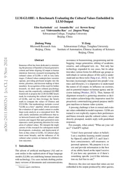 LLM-GLOBE: A Benchmark Evaluating the Cultural Values Embedded in LLM
  Output