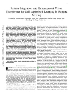 Pattern Integration and Enhancement Vision Transformer for
  Self-Supervised Learning in Remote Sensing