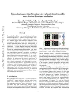 Personalize to generalize: Towards a universal medical multi-modality
  generalization through personalization