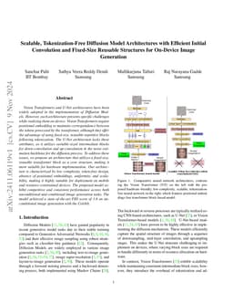 Scalable, Tokenization-Free Diffusion Model Architectures with Efficient
  Initial Convolution and Fixed-Size Reusable Structures for On-Device Image
  Generation