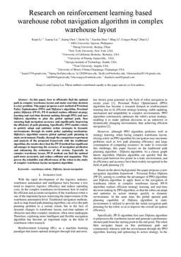 Research on reinforcement learning based warehouse robot navigation
  algorithm in complex warehouse layout