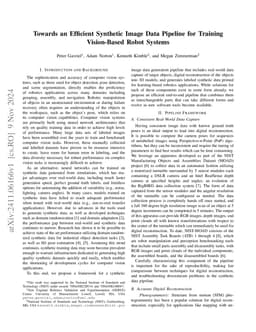 Towards an Efficient Synthetic Image Data Pipeline for Training
  Vision-Based Robot Systems