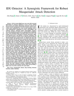 IDU-Detector: A Synergistic Framework for Robust Masquerader Attack
  Detection