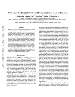 Multi-object Tracking by Detection and Query: an efficient end-to-end
  manner