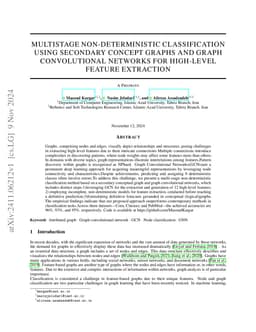 Multistage non-deterministic classification using secondary concept
  graphs and graph convolutional networks for high-level feature extraction