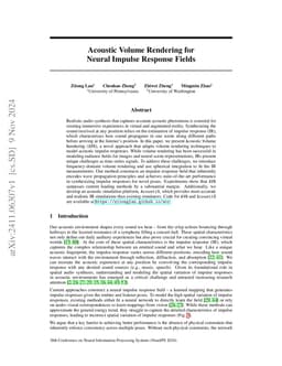 Acoustic Volume Rendering for Neural Impulse Response Fields