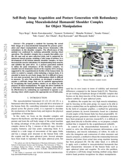 Self-Body Image Acquisition and Posture Generation with Redundancy using
  Musculoskeletal Humanoid Shoulder Complex for Object Manipulation