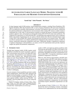 Accelerating Large Language Model Training with 4D Parallelism and
  Memory Consumption Estimator