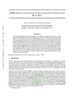 DDIM-Driven Coverless Steganography Scheme with Real Key