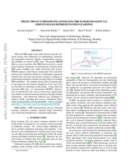 PRISM: Privacy-preserving Inter-Site MRI Harmonization via Disentangled
  Representation Learning