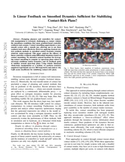 Is Linear Feedback on Smoothed Dynamics Sufficient for Stabilizing Contact-Rich Plans?