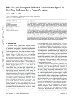 GTA-Net: An IoT-Integrated 3D Human Pose Estimation System for Real-Time
  Adolescent Sports Posture Correction