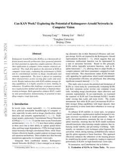 Can KAN Work? Exploring the Potential of Kolmogorov-Arnold Networks in
  Computer Vision