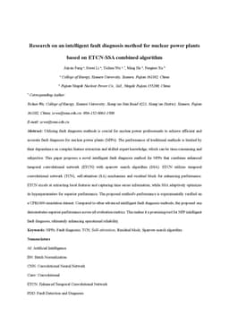 Research on an intelligent fault diagnosis method for nuclear power
  plants based on ETCN-SSA combined algorithm
