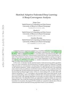 Sketched Adaptive Federated Deep Learning: A Sharp Convergence Analysis