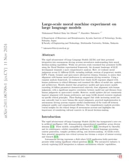 Large-scale moral machine experiment on large language models