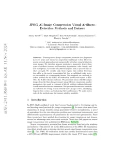 JPEG AI Image Compression Visual Artifacts: Detection Methods and
  Dataset