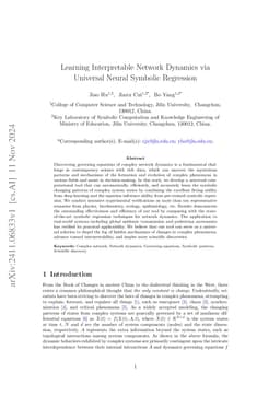 Learning Interpretable Network Dynamics via Universal Neural Symbolic
  Regression