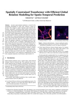 Spatially Constrained Transformer with Efficient Global Relation
  Modelling for Spatio-Temporal Prediction