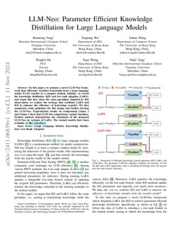 LLM-NEO: Parameter Efficient Knowledge Distillation for Large Language Models