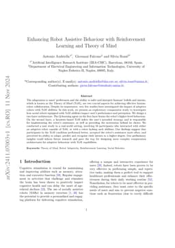 Enhancing Robot Assistive Behaviour with Reinforcement Learning and
  Theory of Mind