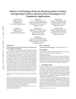 Minion: A Technology Probe for Resolving Value Conflicts through
  Expert-Driven and User-Driven Strategies in AI Companion Applications