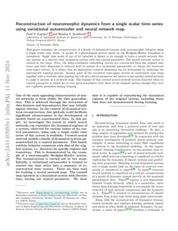 Reconstruction of neuromorphic dynamics from a single scalar time series
  using variational autoencoder and neural network map
