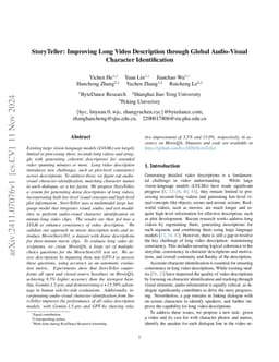 StoryTeller: Improving Long Video Description through Global Audio-Visual Character Identification