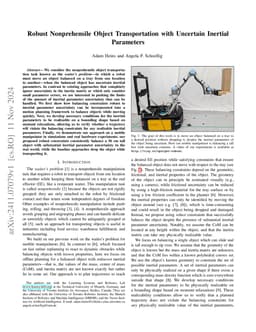Robust Nonprehensile Object Transportation with Uncertain Inertial Parameters