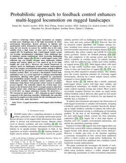 Probabilistic approach to feedback control enhances multi-legged locomotion on rugged landscapes