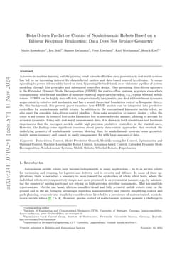 Data-Driven Predictive Control of Nonholonomic Robots Based on a
  Bilinear Koopman Realization: Data Does Not Replace Geometry