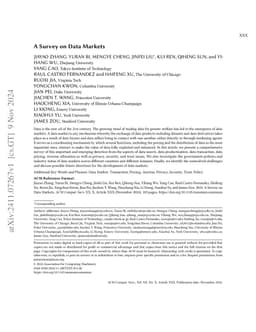 A Survey on Data Markets