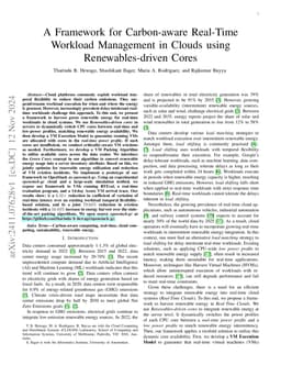 A Framework for Carbon-aware Real-Time Workload Management in Clouds
  using Renewables-driven Cores