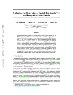 Evaluating the Generation of Spatial Relations in Text and Image
  Generative Models