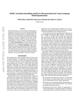ASER: Activation Smoothing and Error Reconstruction for Large Language
  Model Quantization