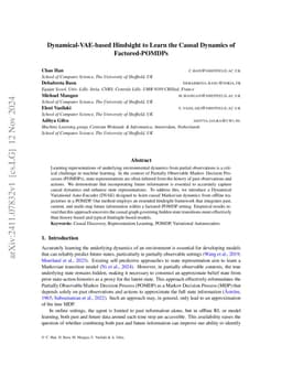 Dynamical-VAE-based Hindsight to Learn the Causal Dynamics of
  Factored-POMDPs