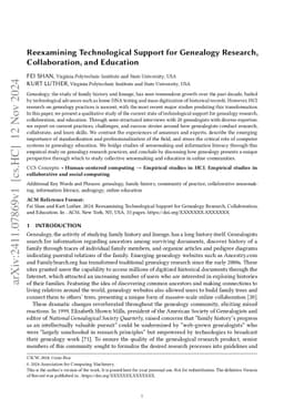 Reexamining Technological Support for Genealogy Research, Collaboration,
  and Education