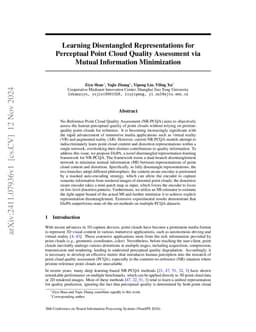 Learning Disentangled Representations for Perceptual Point Cloud Quality
  Assessment via Mutual Information Minimization