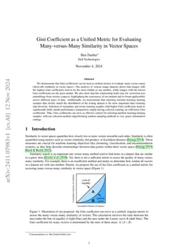 Gini Coefficient as a Unified Metric for Evaluating Many-versus-Many
  Similarity in Vector Spaces