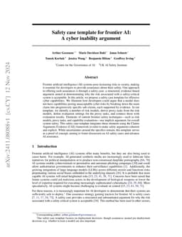 Safety case template for frontier AI: A cyber inability argument