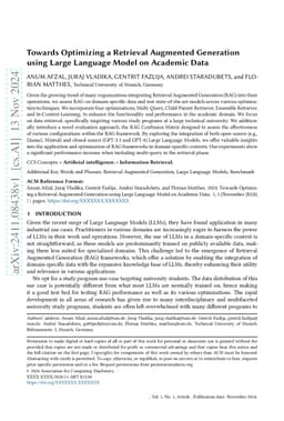 Towards Optimizing a Retrieval Augmented Generation using Large Language
  Model on Academic Data