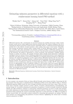 Estimating unknown parameters in differential equations with a
  reinforcement learning based PSO method
