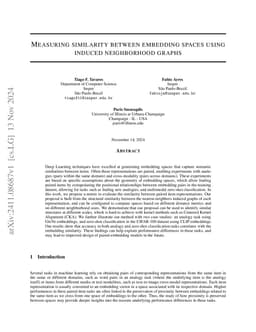 Measuring similarity between embedding spaces using induced neighborhood
  graphs