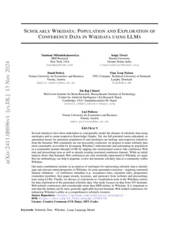 Scholarly Wikidata: Population and Exploration of Conference Data in
  Wikidata using LLMs