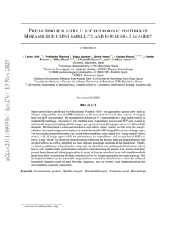 Predicting household socioeconomic position in Mozambique using
  satellite and household imagery