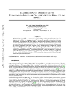 Clustered Patch Embeddings for Permutation-Invariant Classification of
  Whole Slide Images