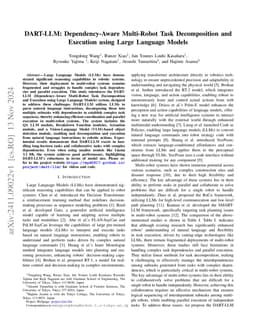 DART-LLM: Dependency-Aware Multi-Robot Task Decomposition and Execution using Large Language Models